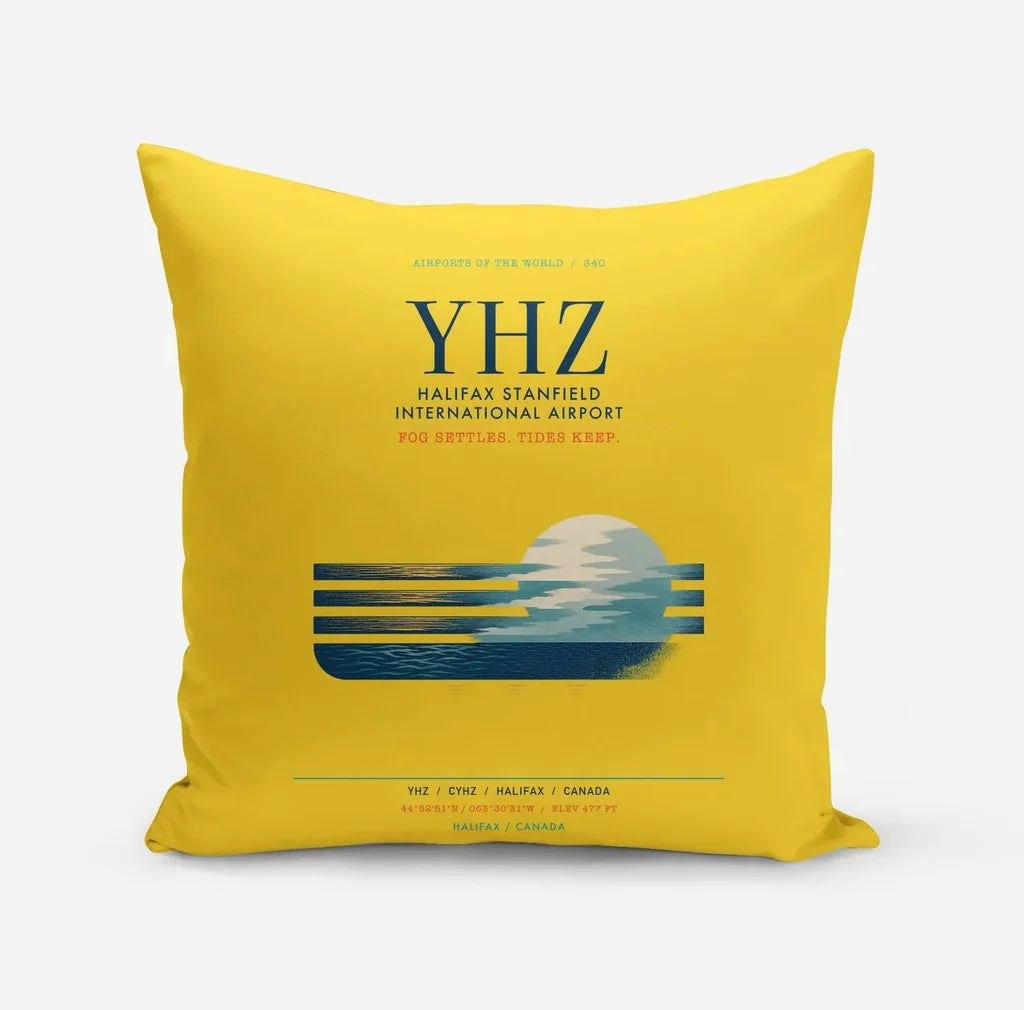 Halifax Stanfield International Airport (YHZ) design on yellow pillow
