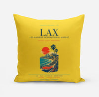 Thumbnail for Los Angeles International Airport (LAX) design on yellow pillow