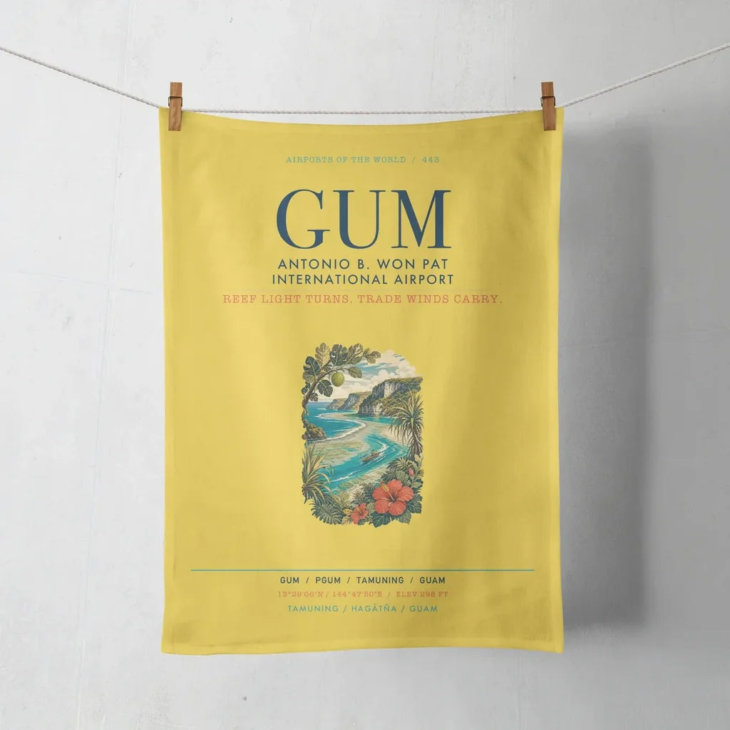 Antonio B. Won Pat International Airport (GUM) design on yellow towel