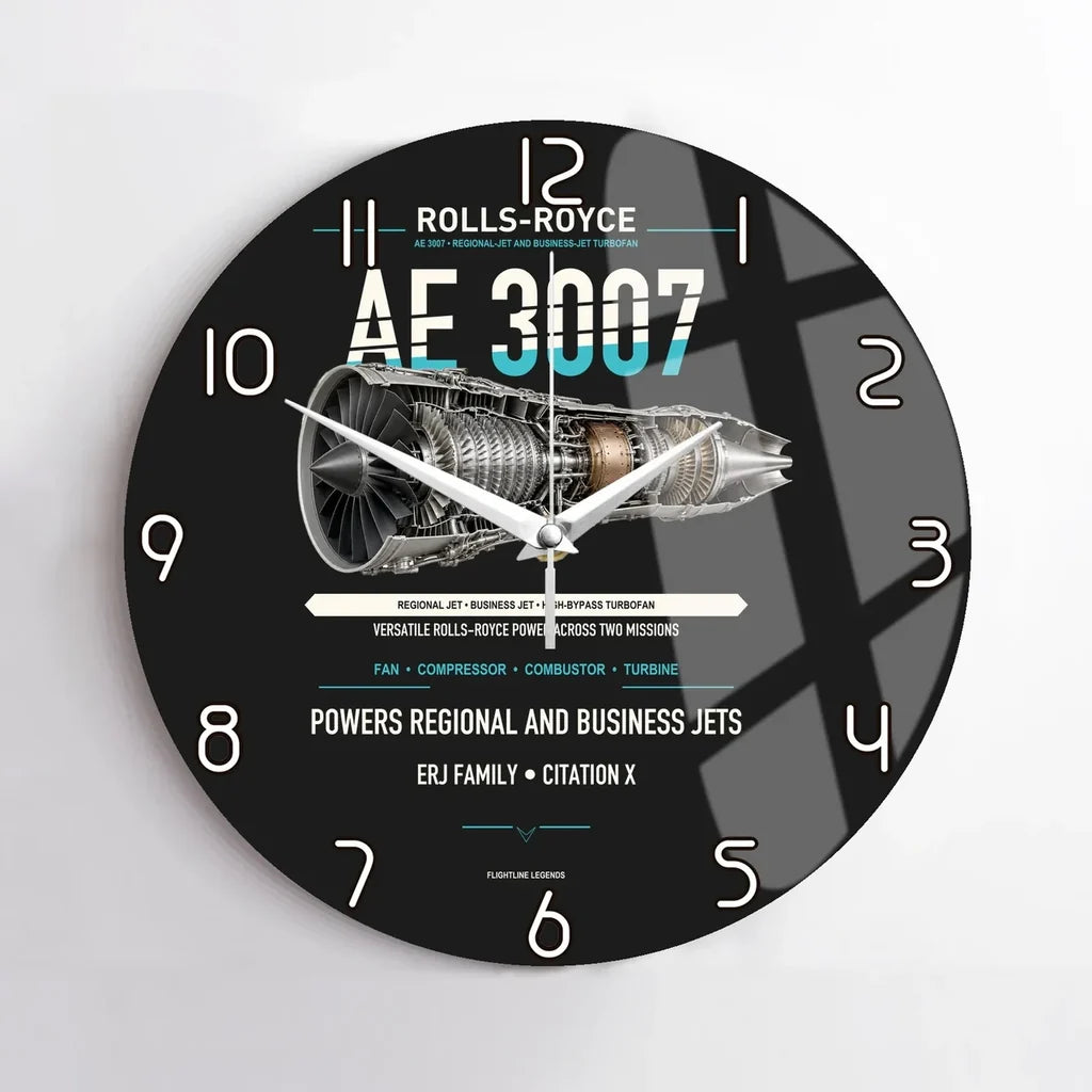 AE 3007 design on black no frame wall clock
