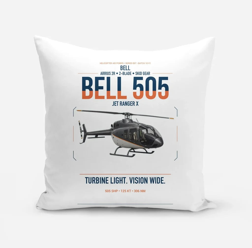 Bell 505 Jet Ranger X design on white pillow