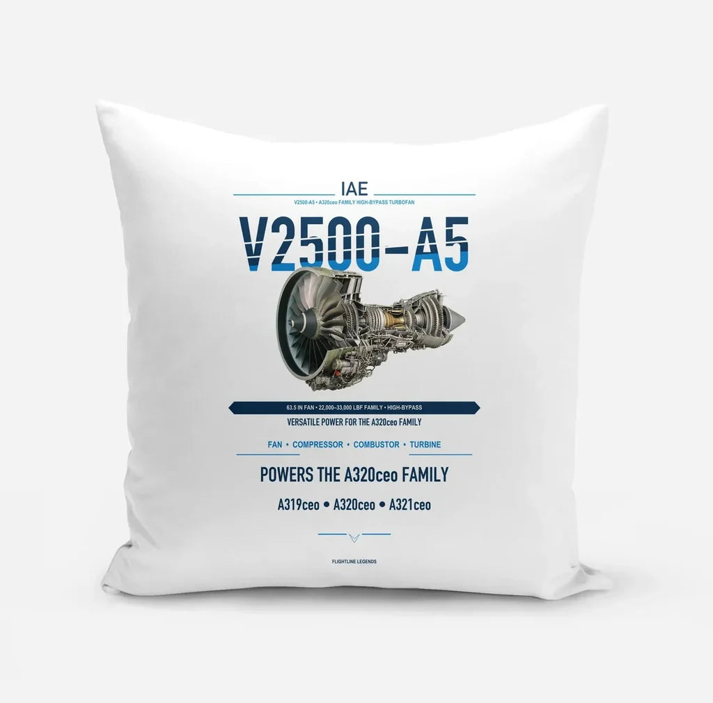 V2500-A5 design on white pillow