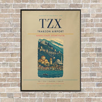 Thumbnail for Trabzon Airport TZX vertical canvas print - framed - beige background