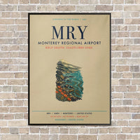 Thumbnail for Monterey Regional Airport MRY vertical canvas print - framed - beige background