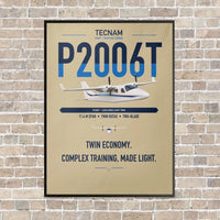 Thumbnail for Tecnam P2006T vertical canvas print - framed - beige background
