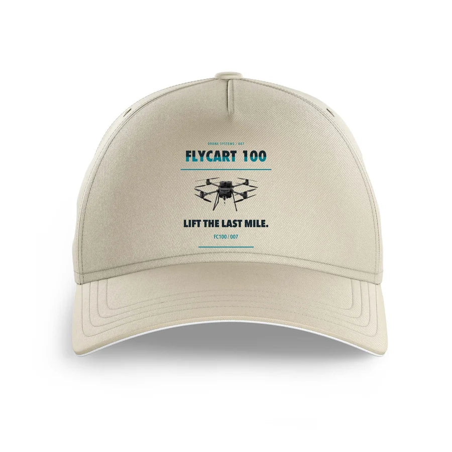 DJI FlyCart 100 design on beige printed hat