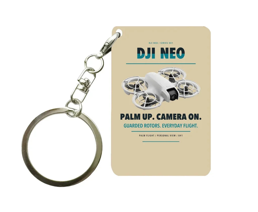 DJI Neo Key Chain design on beige key chain