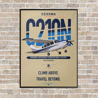 Thumbnail for Cessna T210N Centurion vertical canvas print - framed - beige background