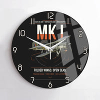 Thumbnail for Fairey Swordfish Mk I design on black no frame wall clock