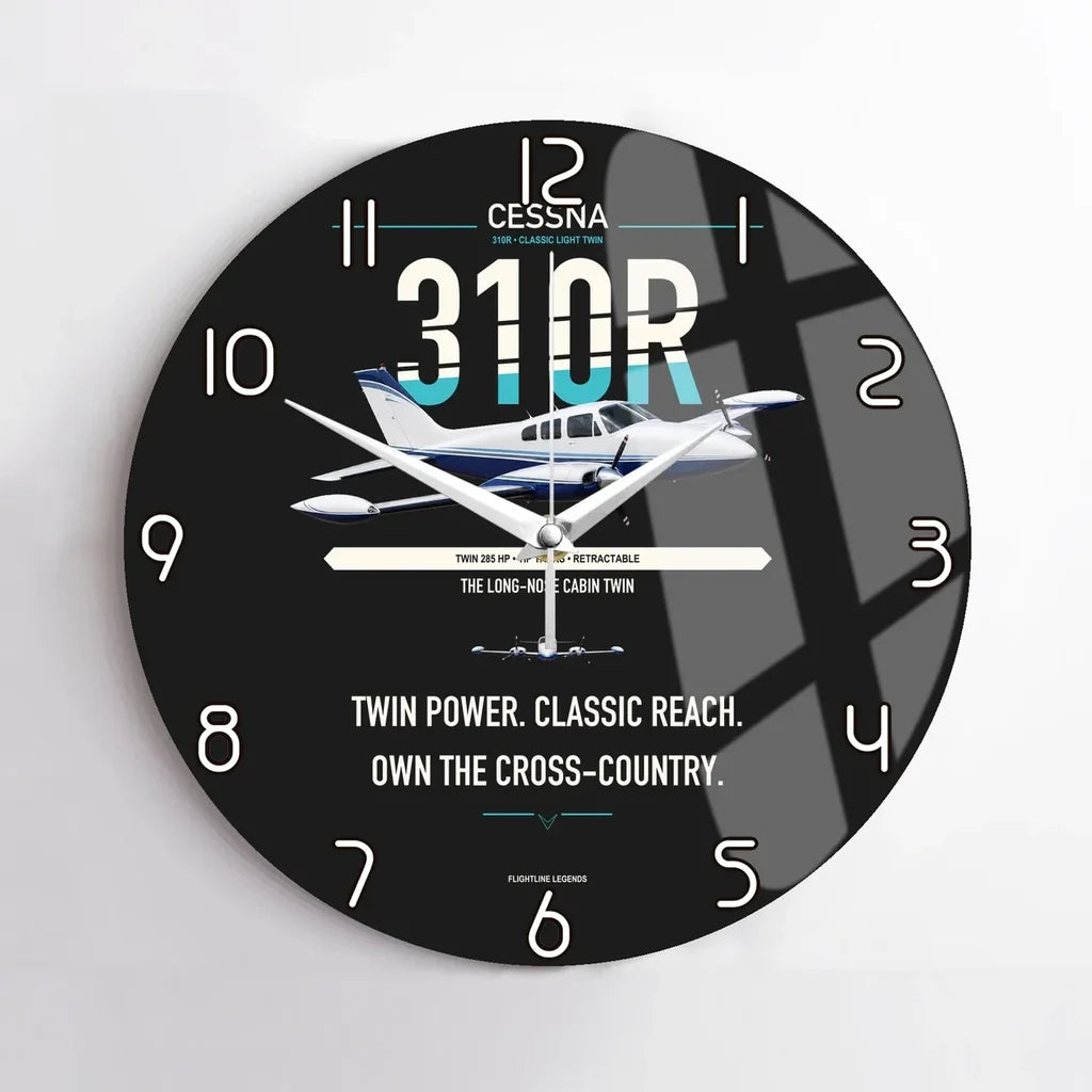 Cessna 310R design on black no frame wall clock