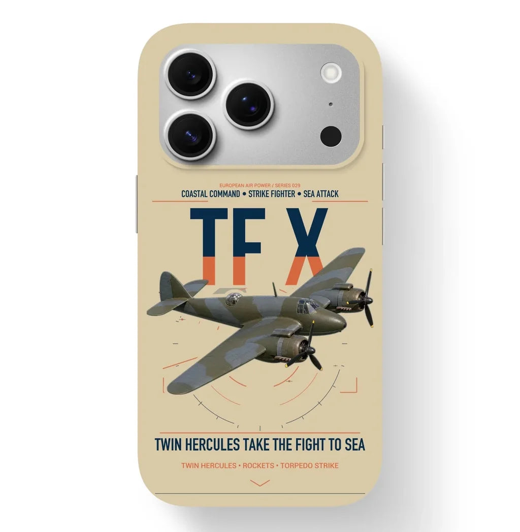 Bristol Beaufighter TF X design on beige magsafe iphone case, for iPhone 17 Pro