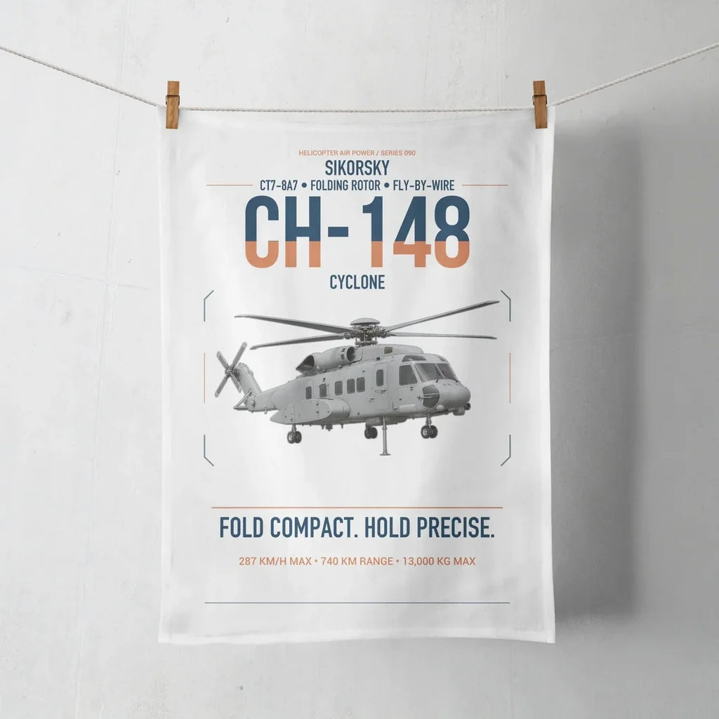 Sikorsky CH-148 Cyclone design on white towel