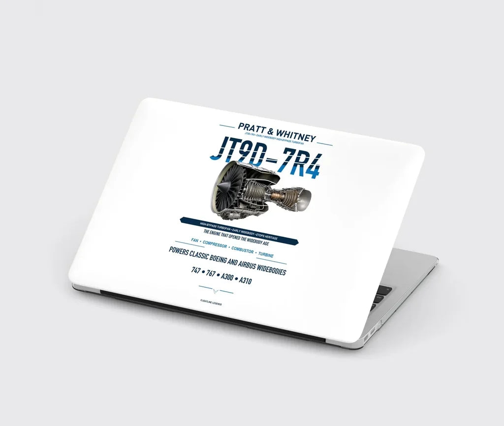 JT9D-7R4 design on white MacBook case