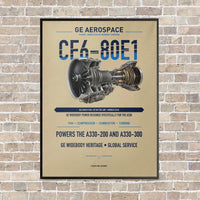 Thumbnail for CF6-80E1 vertical canvas print - framed - beige background