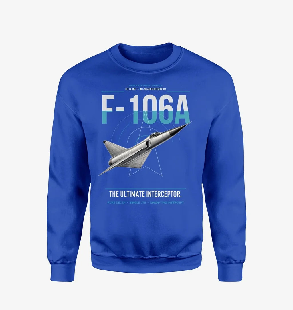F-106A Delta Dart design on blue sweatshirt