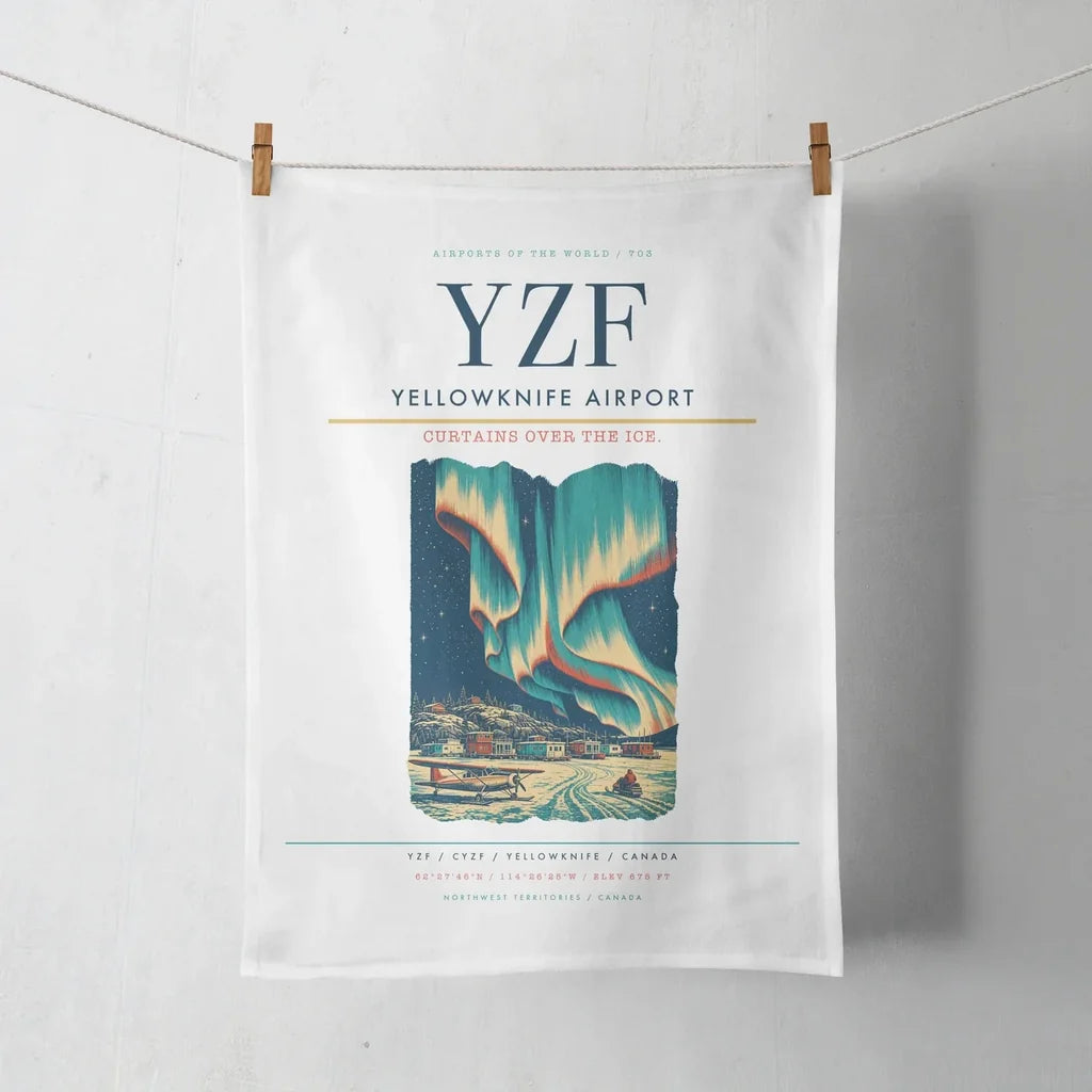 Yellowknife Airport (YZF) design on white towel