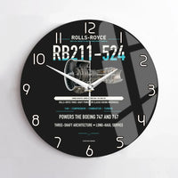 Thumbnail for RB211-524 design on black no frame wall clock