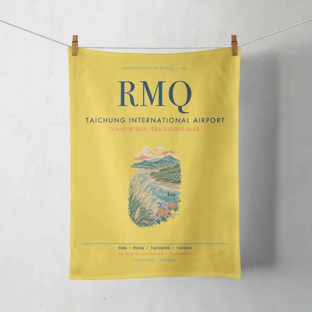 Taichung International Airport (RMQ) design on yellow towel