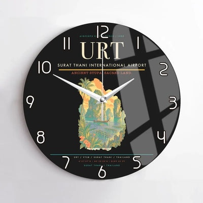 Surat Thani International Airport (URT) design on black no frame wall clock
