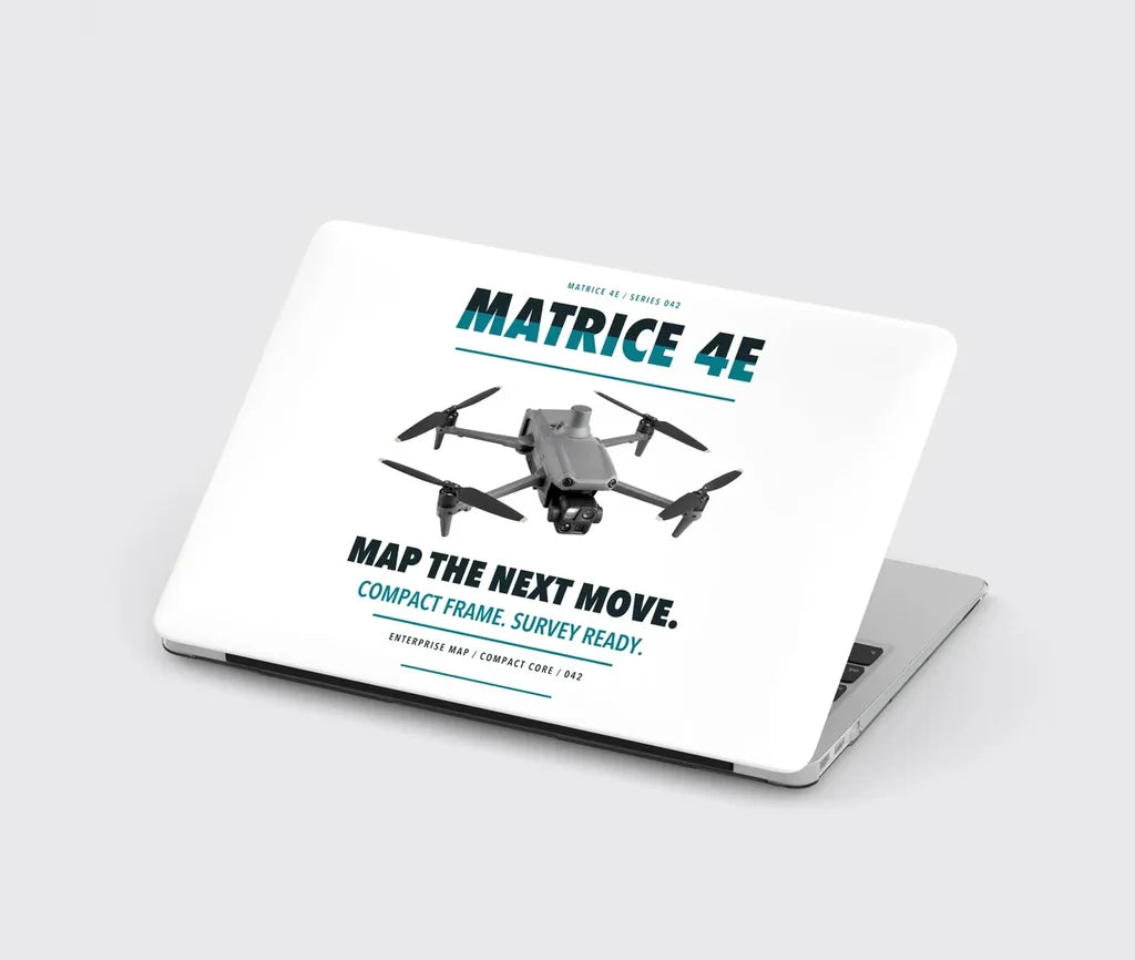 DJI Matrice 4E design on white MacBook case
