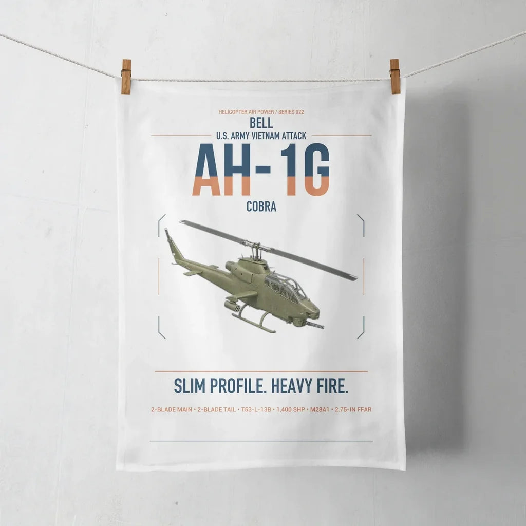 Bell AH-1G Cobra design on white towel