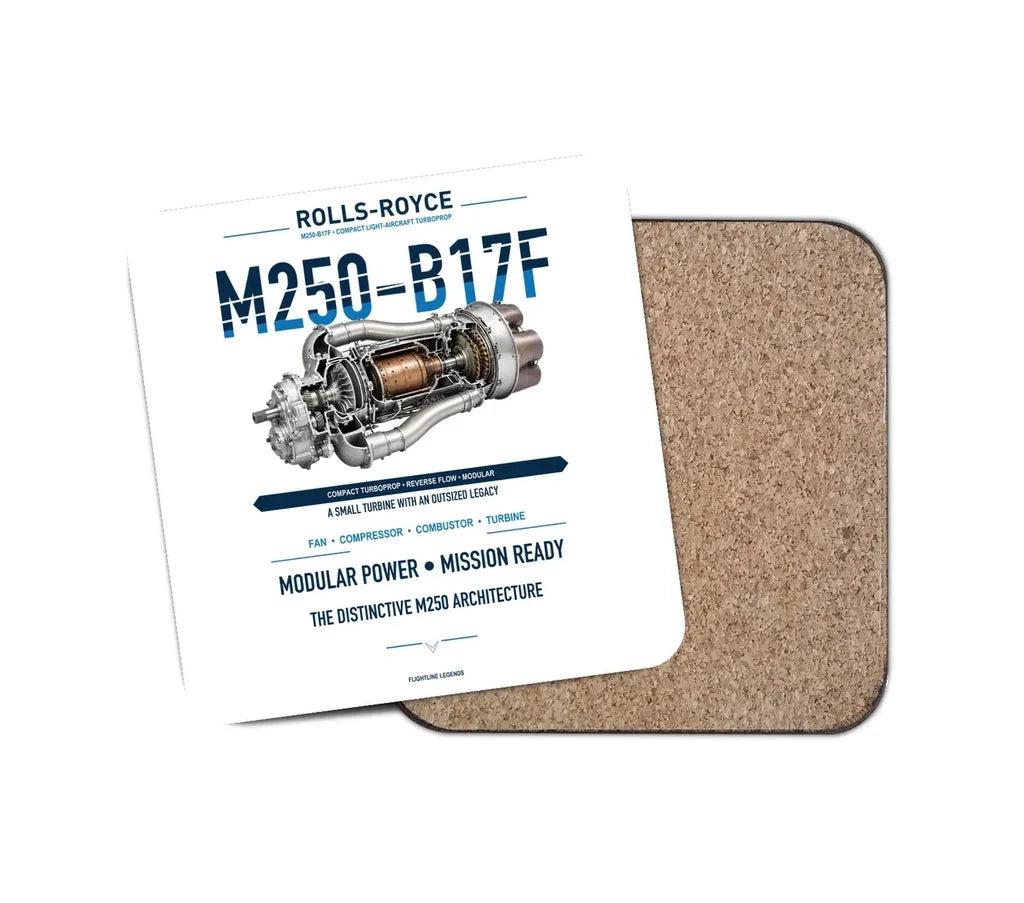 M250-B17F design on white 1 piece coaster
