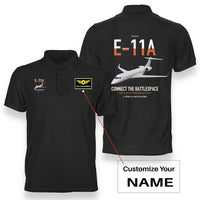 Thumbnail for E-11A BACN design on black+name double-side polo t-shirt, double-side print