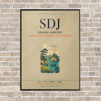 Thumbnail for Sendai Airport SDJ vertical canvas print - framed - beige background