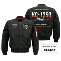 Thumbnail for KC-135Q Blackbird Tanker design on black+name bomber jacket, double-side print