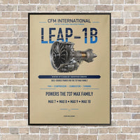 Thumbnail for CFM LEAP-1B vertical canvas print - framed - beige background