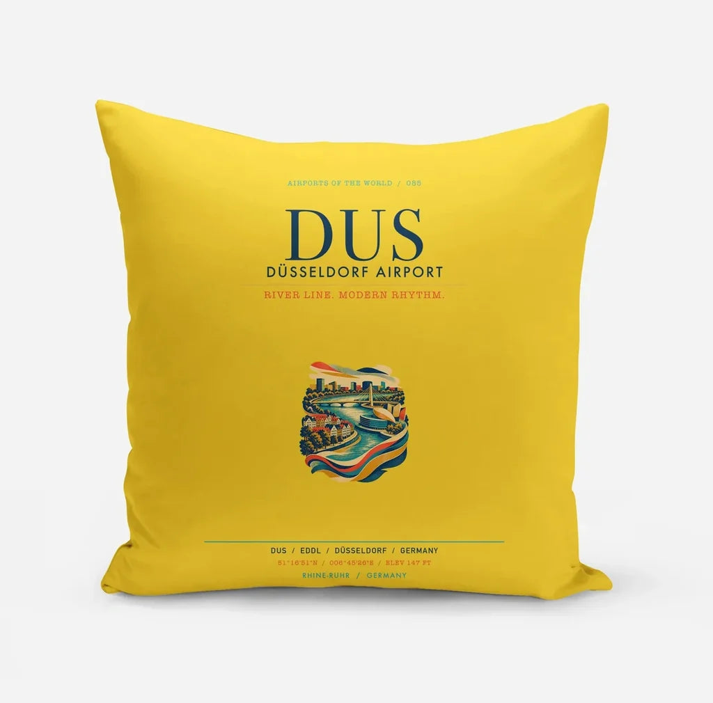 Düsseldorf Airport (DUS) design on yellow pillow