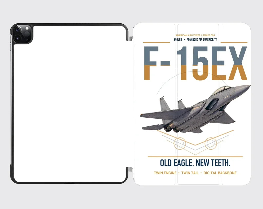 F-15EX Eagle II design on white ipad tablet case