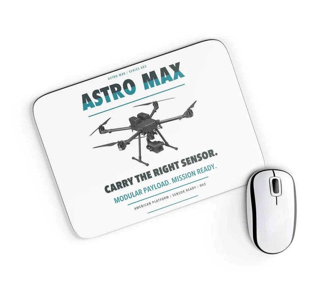 Freefly Astro Max design on white rectangle mouse pad