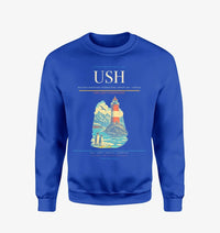 Thumbnail for Malvinas Argentinas International Airport (USH) design on blue sweatshirt
