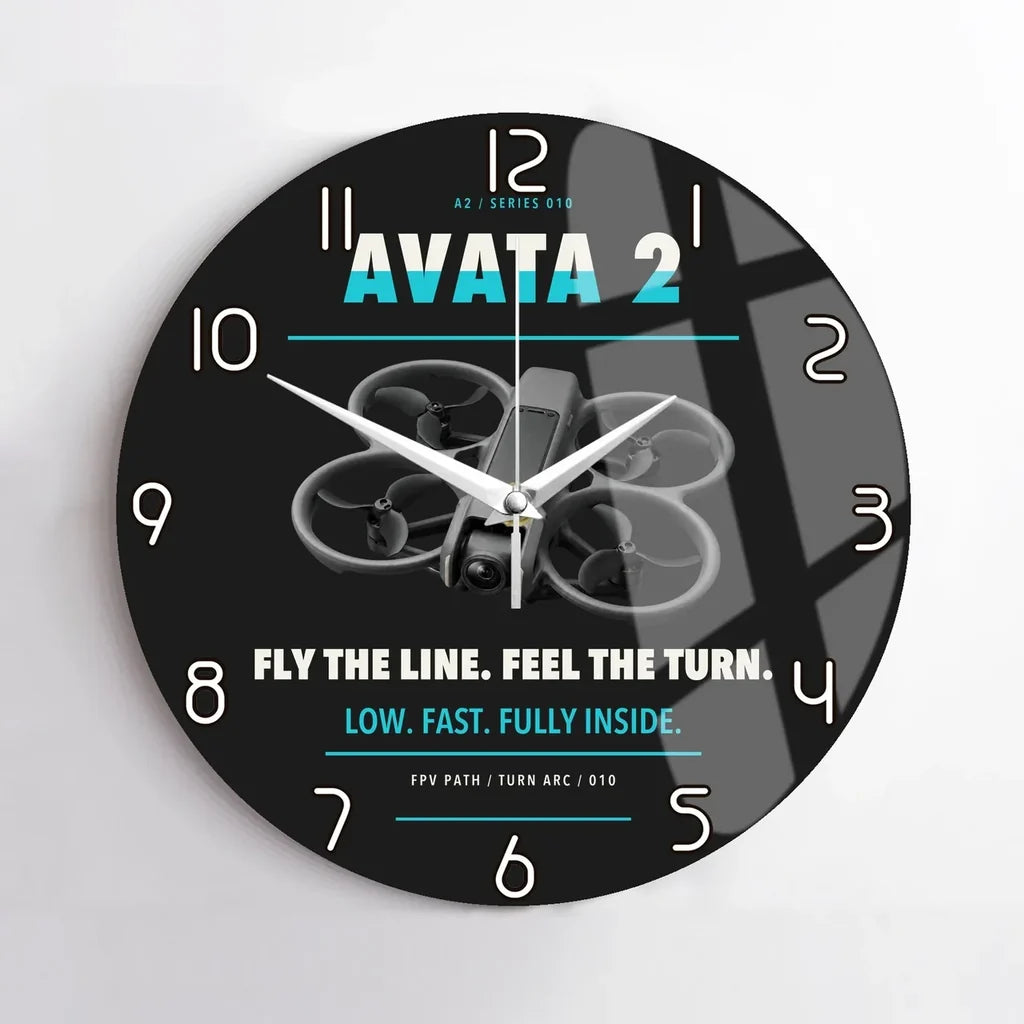 DJI Avata 2 design on black no frame wall clock
