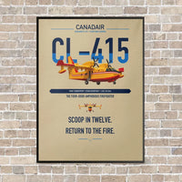Thumbnail for Canadair CL-415 vertical canvas print - framed - beige background