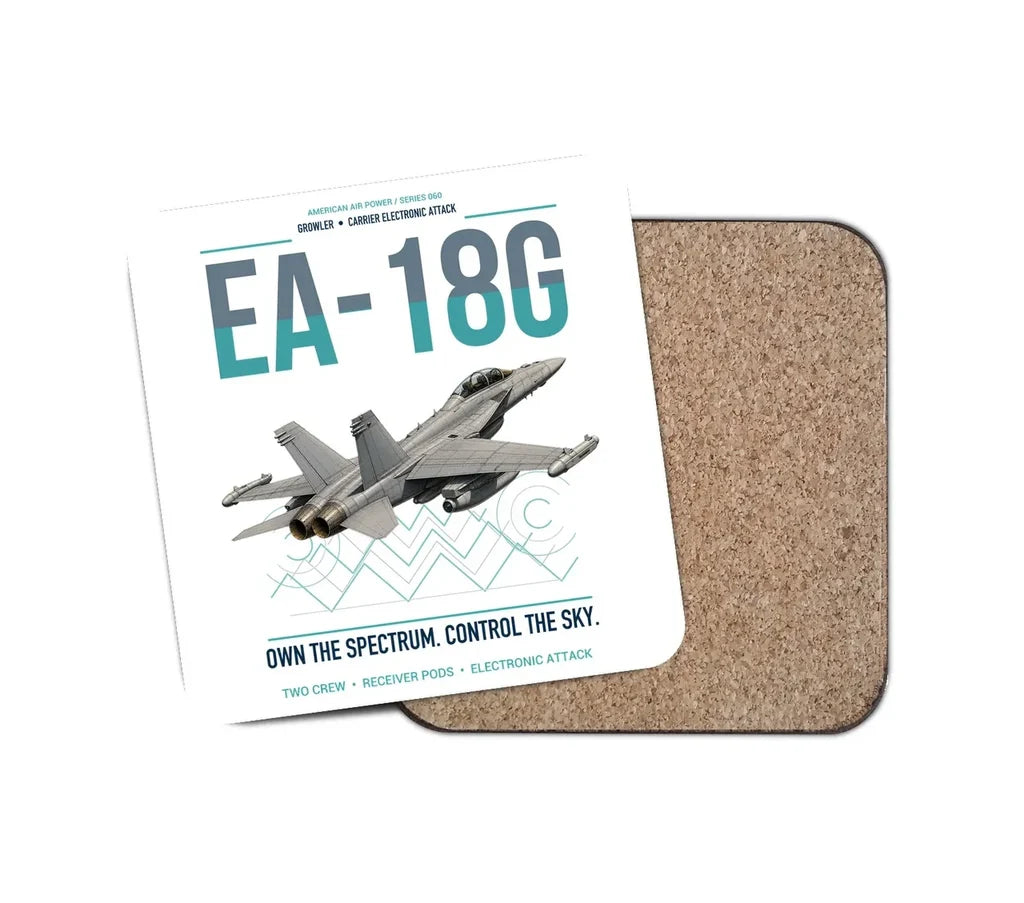 EA-18G Growler design on white 1 piece coaster