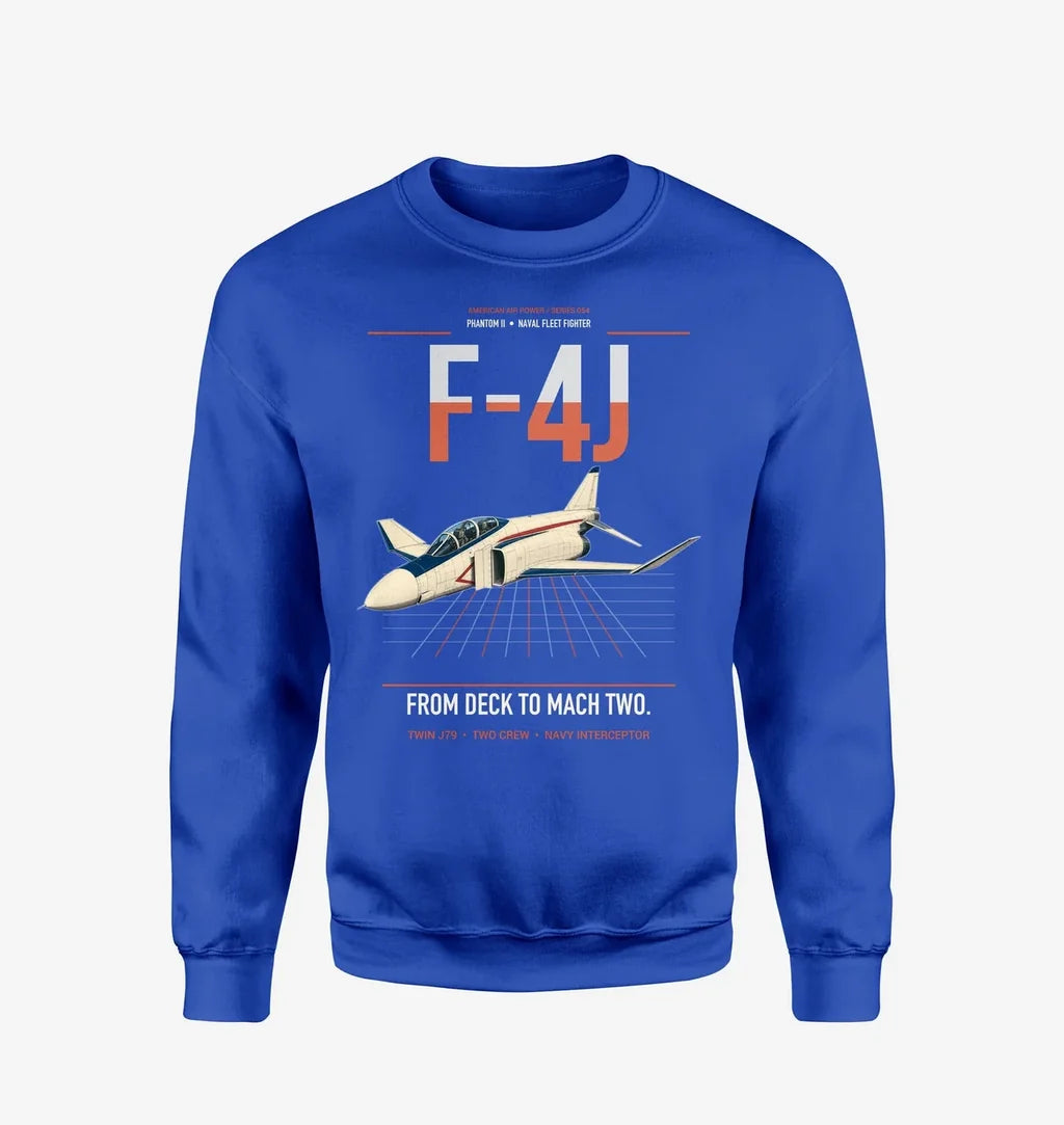 F-4J Phantom II design on blue sweatshirt