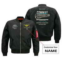 Thumbnail for CONWAY design on black bomber with custom name badge