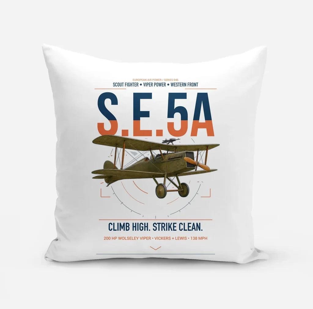 Royal Aircraft Factory S.E.5a design on white pillow