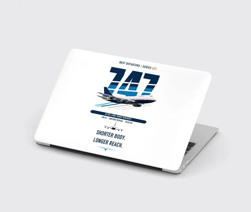 Boeing 747SP design on white MacBook case