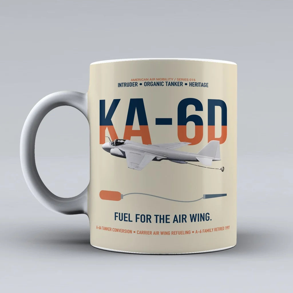 KA-6D Intruder design on beige ceramic mug, double-side print