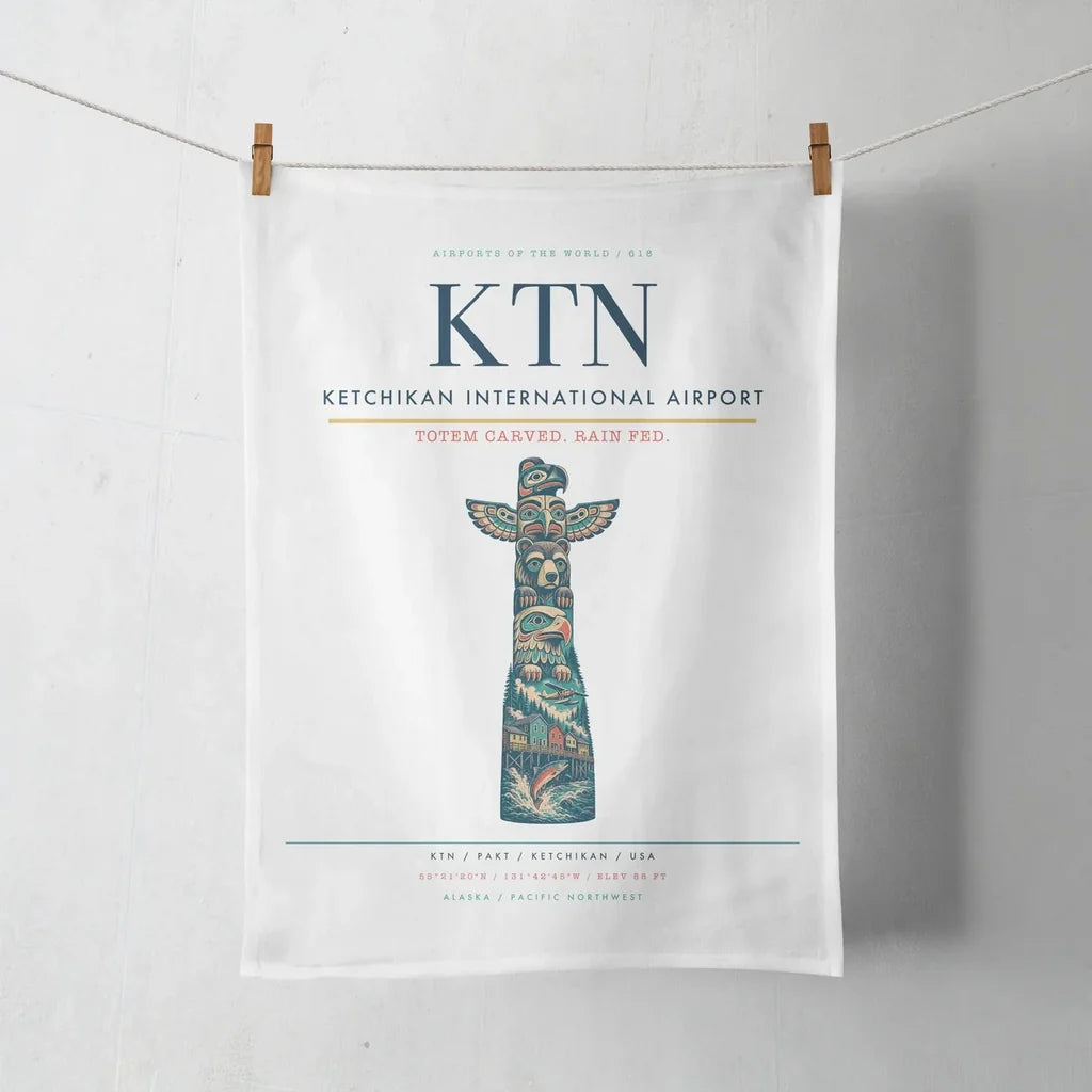 Ketchikan International Airport (KTN) design on white towel