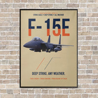 Thumbnail for F-15E Strike Eagle Deep Strike Any Weather vertical canvas print - framed - beige background
