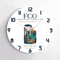 Thumbnail for Rome Leonardo da Vinci Fiumicino Airport (FCO) design on white no frame wall clock