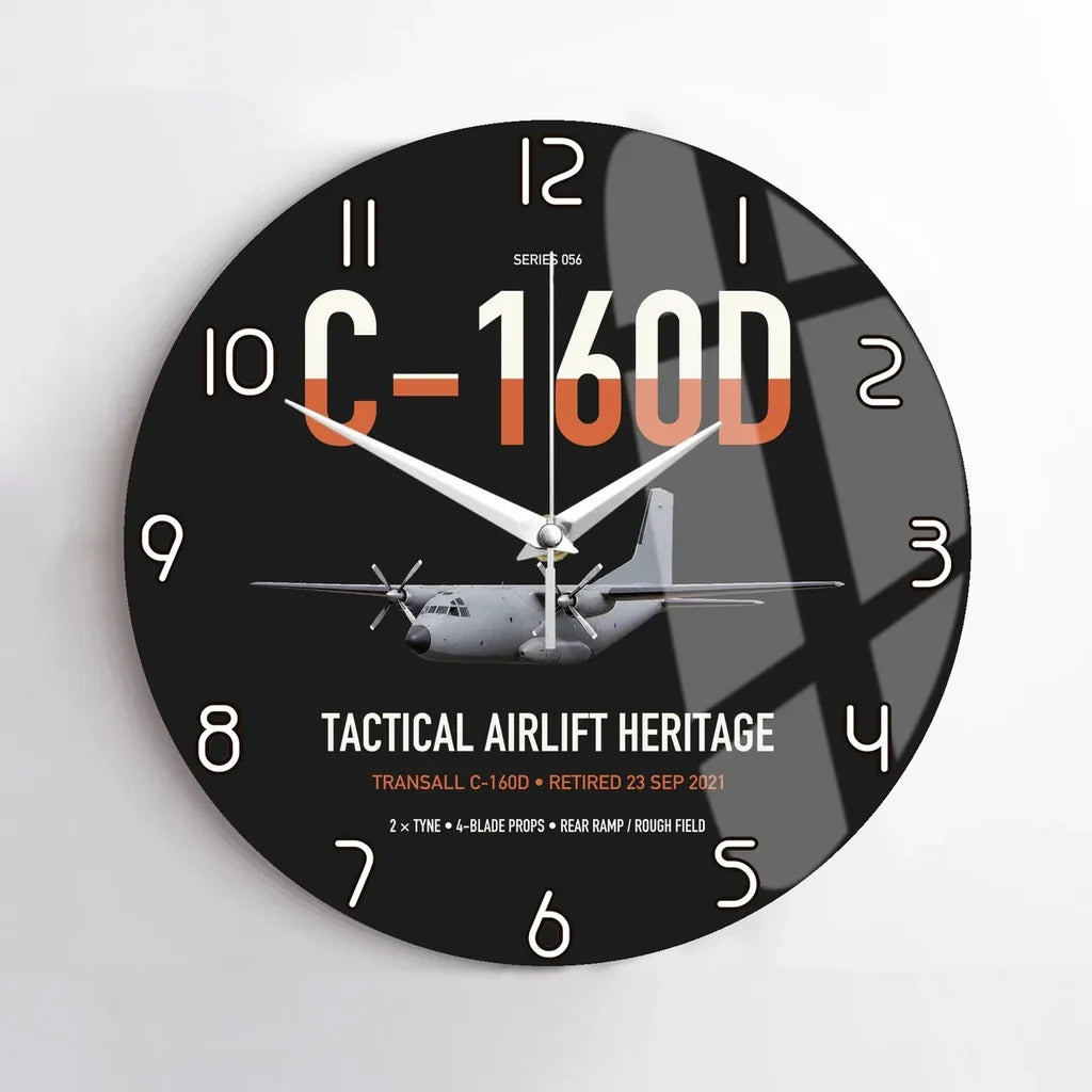 Transall C-160D design on black no frame wall clock