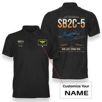 Thumbnail for SB2C-5 Helldiver design on black+name double-side polo t-shirt, double-side print