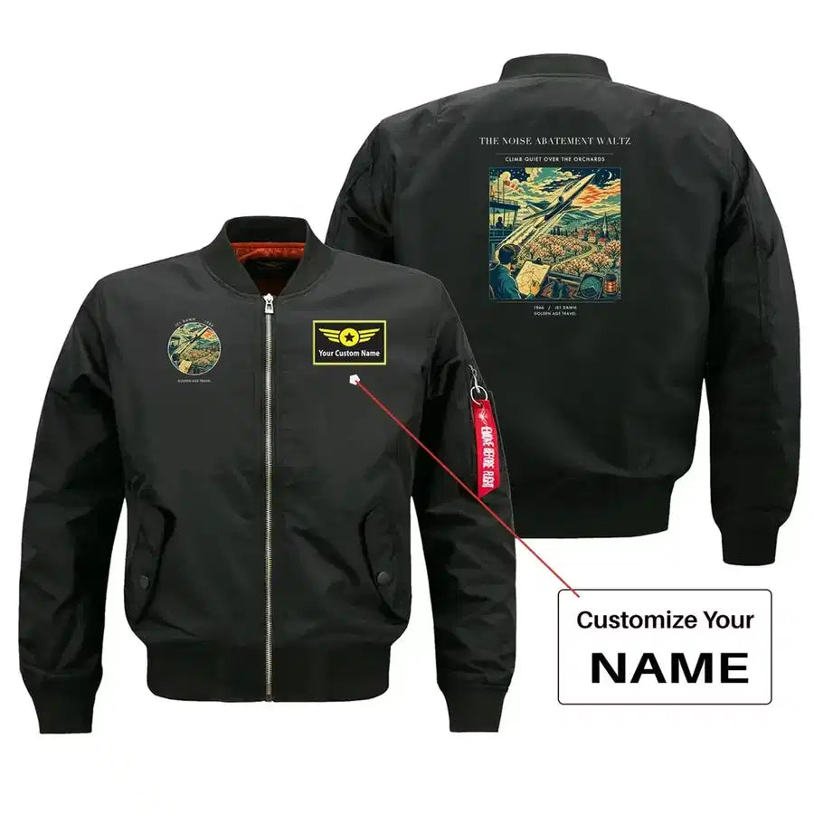 VINTAGE G4463 - The Noise Abatement Waltz - Bomber Jacket design on black+name