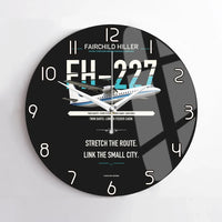 Thumbnail for Fairchild Hiller FH-227B design on black no frame wall clock