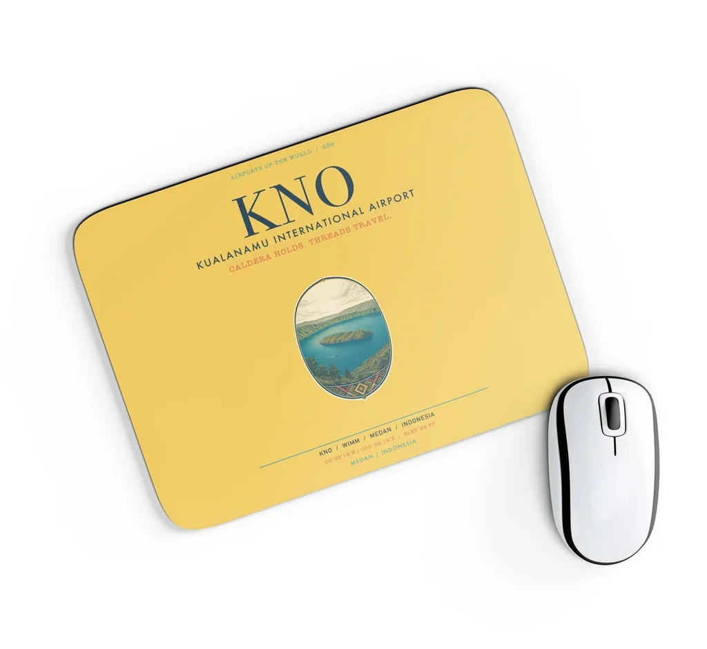 Kualanamu International Airport Medan (KNO) design on yellow rectangle mouse pad